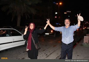 شادی مردم پس از انتخابات در ایران 