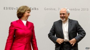 جواد ظریف وزیر امور خارجه جمهوری اسلامی ایران و کاترین اشتون از سوی اتحادیه اروپا در مذاکرات حضور داشتند 