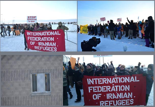 اعتراض صدها نفر علیه سیاست ضد پناهندگی دولت کانادا در مقابل زندان لیندزی