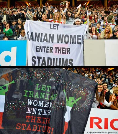 کارزار “رفع ممنوعیت ورود زنان به ورزشگاه ها در ایران” در مسابقه فوتبال ایران و سوئد