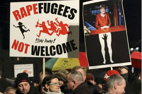 تظاهرات راست های افراطی در آلمان علیه سیاست پذیرش پناهجویان
