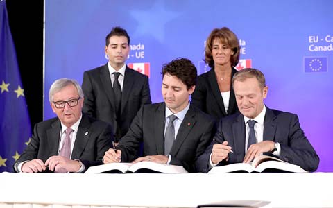 امضای قرارداد تجاری بین کانادا و اتحادیه اروپا